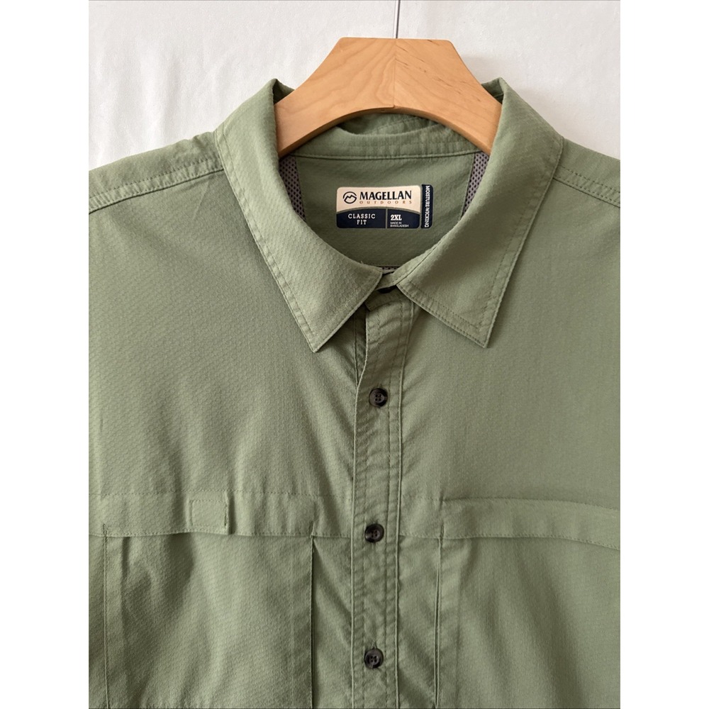 Magellan Outdoors Classic Fit Moisture-Wicking Men's 2XL Green Short Sleeve